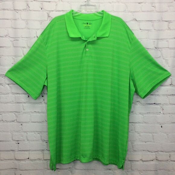 David Taylor Pro Golf Polo Men's Big & Tall Size 3XL Athleisure Green Striped - Picture 1 of 8